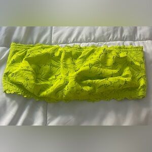Aerie Lace Bandeau Top in Neon Green Strapless Size 40 DD Lace Bra Intimates